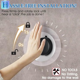 YUET 2 Pcs Suction Hooks, Vacuum Suction Cup Hook, Metal Towel Coat Hooks Robe Hook SUS 304 Stainless Steel Heavy Duty Door Hanger Clothes Closet Sponges Holder for Bathroom (Black)