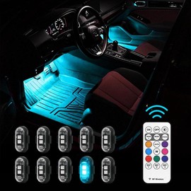 Remote Control Car Footwell Light, USB Rechargeable RGB LED Light, Waterproof Car Interior Decoration Light, Suitable for Cars, Motorcycles, SUVs, Pickups, Car Accessories, Boyfriend Gift:_Multiple Colors_10 pcs, colorful, remote control