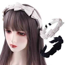 Kopida 2 Pcs Bow Headband Sweet Bowknot Hair Hoop Fashion Bow Knot Design Headhoop Hair Accessories for Women Girls Making up and Face Washing
