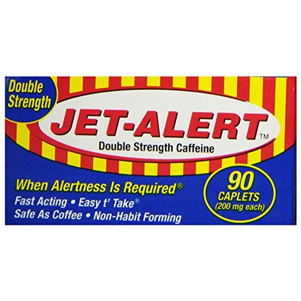 Jet Alert Double Strength Alertness Aid Caplets, 200mg-90 Ct Value Packs (36)