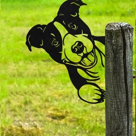 Animal Peeping Metal Art Outdoor Decor Garden Fence Decoration Farmhouse Backyard Hang Artwork Cow Chicken Lion Tight Dog Cat Eagle Yard Statue Gift for Loved Dad Grandpa (Dog)
