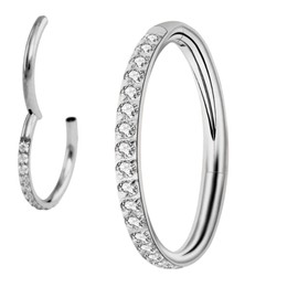 Medinah 16G Titanium Nose Piercing Septum Piercing - Universal Hinge Segment for Septum, Nose, Lip, Ear - Gauge 1.2 mm - Diameter 6-14 mm, Titanium, Cubic Zirconia