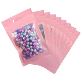 GBACHOOSE 400 Pcs Mylar Bags, 7.5x12cm Foil Ziplock Baggies with Front Window, Resealable Holographic Bags Sweet Pouches for Lipgloss,Jewelry,Eyelash,Food Storage (Pink)