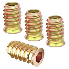 Qrity 20PCS Threaded Inserts Nuts, Hex Drive Head Nuts, Threaded Inserts for Wood, Hex Socket Drive, Zinc Plated Carbon Steel, M6x8mm Insert Nut