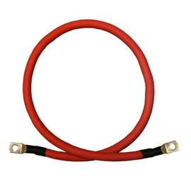 2/0 AWG 2/0 Gauge Single Red 2 feet w/ 5/16" + 3/8" Lugs Pure Copper PowerFlex Battery Inverter Cables for Solar, RV, Auto, Marine Car, Boat