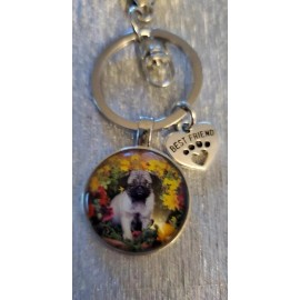SWEET PUG PUPPY KEY CHAIN CABOCHON