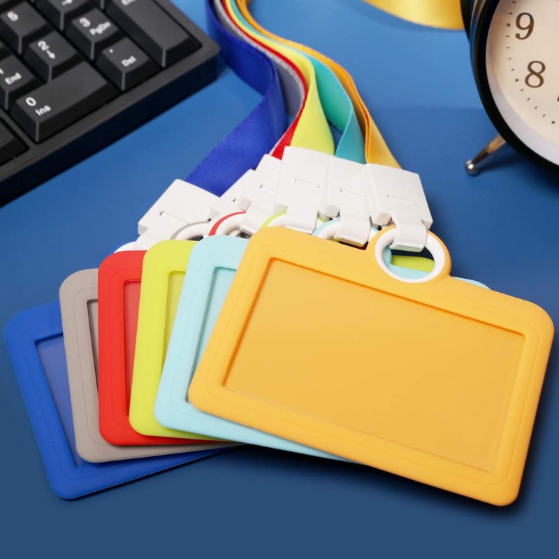 Badge Holder Silicone Horizontal ID Badge Card Holder with Lanyard