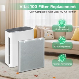 Elnuliros Vital 100 Replacement Filter Compatible with LEVOIT Vital 100 Air Purifi-er, 3-in-1 H13 Filter and Activated Carbon Filter with 4 pcs Extra Pre-Filters, Replace Part # Vital 100-RF, 4 Pack