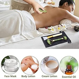 Moon & Back Juego de Belleza con Rodillo de Jade, Gua Sha, Rodillo de Hielo, Cepillo de Mascarilla Facial; Roller de Skincare para Masaje de Rostro, Ojos y Cuidado de la Piel Antiarrugas