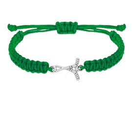 Sportybella Ice Hockey Bracelet - Hockey Jewelry Gift for Players, Teams, Coaches, and Hockey Moms - Green Adjustable Wristband with Silver Hockey Stick Charm
