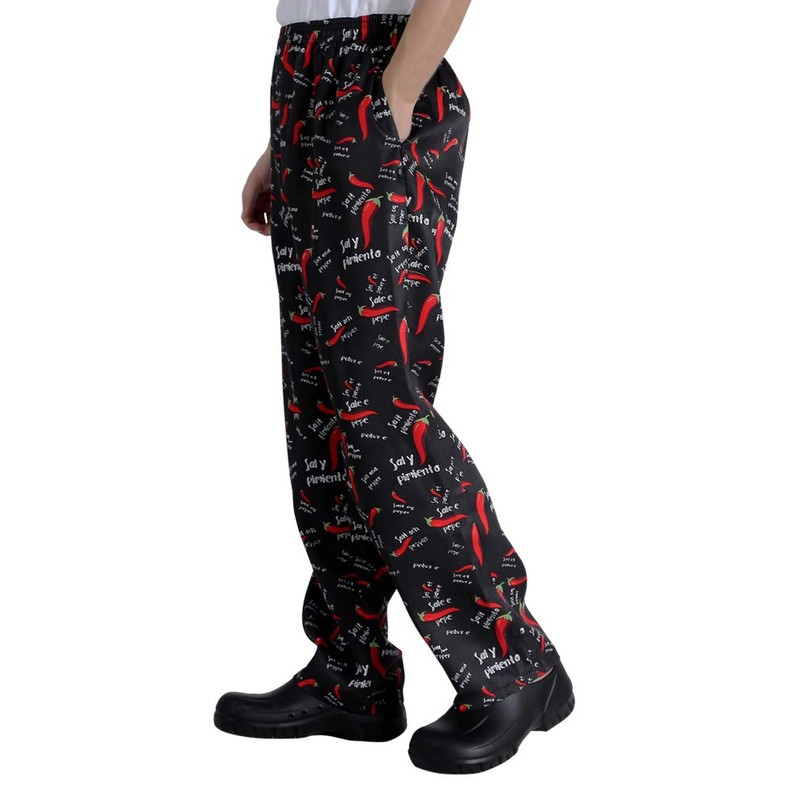 Nideen Men’s and Women's Baggy Printed Chef Pants Kitchen Uniforms