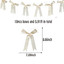 Meeom Bow Garland Banner Decorations Beige Bow Party Decortion Bow Table Garland Bow Banner Decoration for Birthday Wedding Coquette Baby Shower