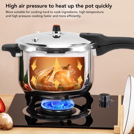 Stainless Steel Pressure Cooker, Multifunctional with Safety Valve, Efficient and Fast Cooking Universal Pressure Canner, Compatible with Gas & Induction Cooker Explosion Proof
