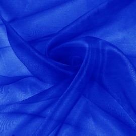 VACVELT Sheer Organza Fabric by The Yard, 60 Inch Wide Royal Blue Organza Fabric Bolt Bridal Sheer Tulle Fabric, Silk Organza Fabric Roll for Wedding Party Decorations Backdrop Curtain (1 Yard)
