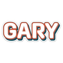 Retro Style Gary Name Sticker - Waterproof Vinyl Decal for Car Bumper, Laptop, Water Bottle, Luggage, Wall, and Window, Size - 8'' Longer Side