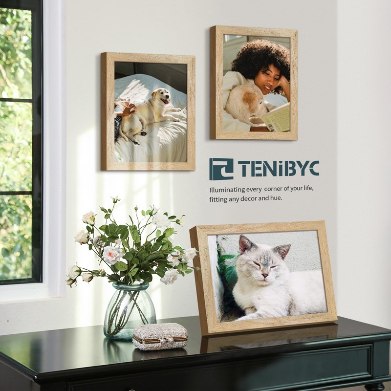 TENIBYC 8.5x11 Picture Frame Set - 4 Pack, Natural Solid