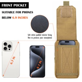 Molle Pouches for Men EDC Utility Tactical Belt Phone Bag for Molle Plate Carrier Vest Backpack Duty Belt Accessories Multicam Gear Organizer Small Pouch (DE-TAN)