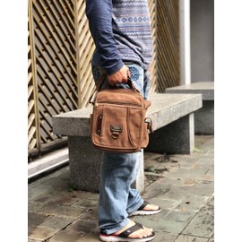 Sunsomen Men's Purse Shoulder Crossbody Messenger Travel Work Bag - Small Canvas Black