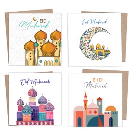 Giftinghouse Eid Cards Pack of 4/12 with envelopes - Eid Mubarak Cards multipack greetings cards - Eco Friendly happy Eid card for kids and Family (Vivid designs, 12 cards)