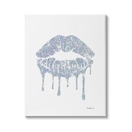 Stupell Industries Glam Shimmer Lip Pucker Kiss Minimal Cool Tones, Designed by Amanda Greenwood Canvas Wall Art, 24 x 30, Blue