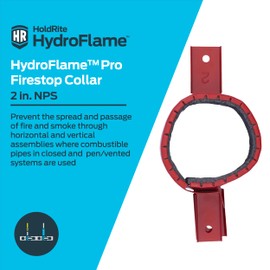 HoldRite HydroFlame 2 Inch Firestop Pipe Collar, PVC, CPVC, FRPP, ABS, PVC/ABS, HF-PC-0200