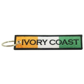 Ivory Coast (Cote d'Ivoire) Flag Key Chain, 100% Embroidered