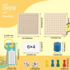 Montessori Multiplication Board Game, Multiplication Board, Wooden Multiplication Board, Children's Learning, 1 x 1 Board Game for Mathematical Manipulations, Children's Counting Toy