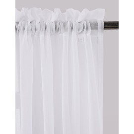 MYSTIC-HOME Sheer Curtains White 45 Inch Length, Rod Pocket Voile Drapes for Living Room, Bedroom, Window Treatments Semi Crinkle Curtain Panels for Yard, Patio, Villa, Parlor, Set of 2, 52"x 45"