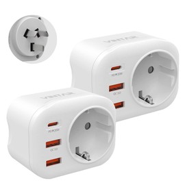 VINTAR 2PC 20W Australia Travel Adapter, 4 in 1 PD & QC 3.0 Fast Charge Plug Adapter, with 2 USB Ports and 1 USB-C Port, for Australia, Argentina, China, Type I