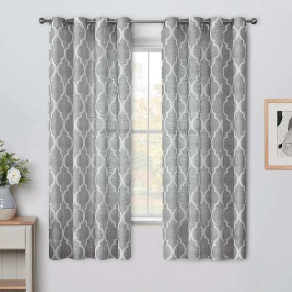 Beauoop Linen Semi Sheer Curtains 54 Inches Long 2 Panels