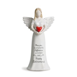 Silkwishes Retirement Gift for Woman 2025, Happy Retirement Gift for Woman Teachers Coworkers Nurses Doctors Friends, Ceramic Angel Love Figurine
