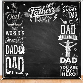 Chumia 5.9 x 5.9 ft Large Happy Father's Day Backdrop Chalkboard Photography Background Father's Party Decoration Banner for Home Indoor House Decor Dad's Day Party Supplies