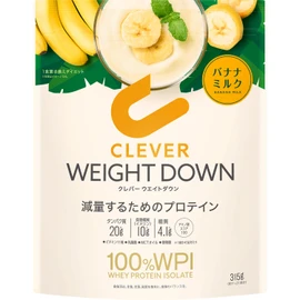 クレバー ホエイプロテイン [WPI100%] ウエイトダウン バナナミルク味 315g [イヌリン 乳酸菌配合]