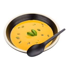 Restaurantware 6.5 Inch Disposable Spoons 50 Heavy-Duty Spoons - Sustainable Build Sturdy Long Handle Black CPLA Plastic Cutlery For Appetizers Desserts Hot And Cold Foods