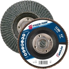 4-1/2" Tiger Paw Abrasive Flap Disc- Angled- 40Z, Sold As 1 Carton, 10 Each Per Carton