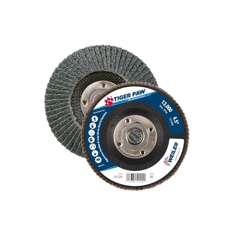 4-1/2" Tiger Paw Abrasive Flap Disc- Angled- 40Z, Sold As