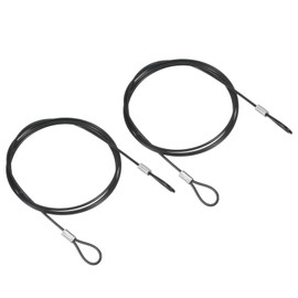 PATIKIL 2PCS 1M Safety Cable Lock Stainless Steel 2mm Diameter Security Wire Rope with Double Loops for Stage Lighting Luggage Lock Black