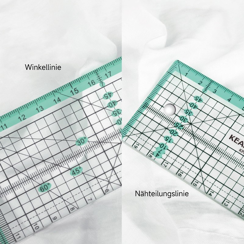 KEARING Quilting Ruler 30 cm Patchwork Quilting Ruler with Metal