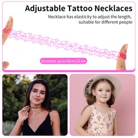 Andibro 16PC Tattoo Choker Necklace, Plastic Rainbow Multicolor Stretchy Necklace Clavicle Cute Collar Vintage 90s 95s Jewelry Accessories for Women Teen Girl(multicolor)