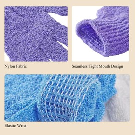 MOLOPPO Bath Glove 2PCS Use Loofah Sponge Exfoliating Body Scrubber Deep Cleansing Removes Dead Skin for Both Women and Men（Cyan）