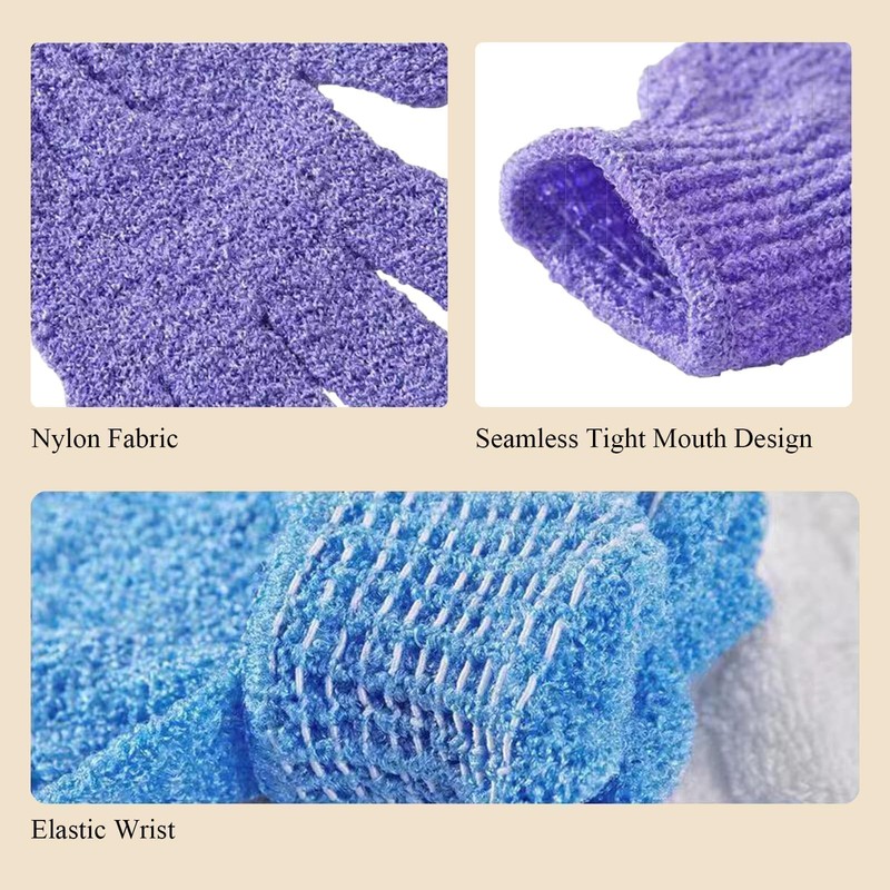 MOLOPPO Bath Glove 2PCS Use Loofah Sponge Exfoliating Body Scrubber
