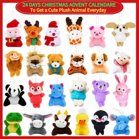 Chennyfun Toy Advent Calendars 2024, 24 Mini Plush Animal Toys, 24 Days Christmas Countdown Calendar with Mini Stuffed Animal Toys for Boys Girls Kids Xmas Gifts