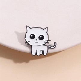 COAYHEL Cute White Cat Badge Pin Cartoon Cat Enamel Pin Little White Cat Lapel Pin Animal Kitty Brooch Pin Accessory for Clothing Bag Cat Loves Gift