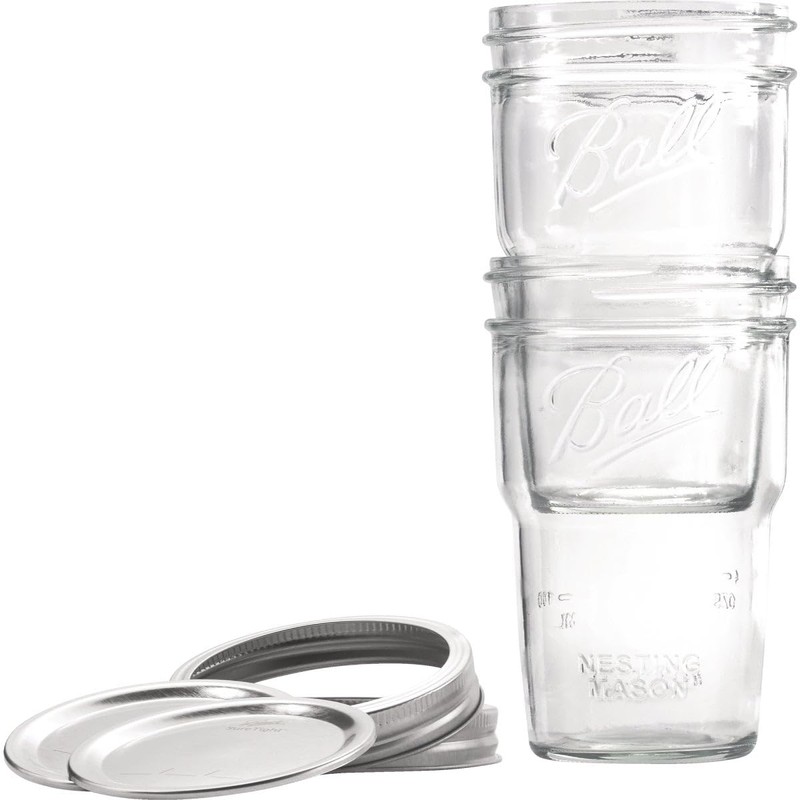 Ball Glass Nesting Mason Jars with Lids & Bands, Wide