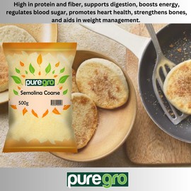 Puregro Semolina Coarse | Premium Quality | Semolina Coarse | 100% Natural | Versatile Use | Ideal For Baking | Healthy Addition To Your Diet | Perfect For Home Cooking | Weight 500g | Pack of 1