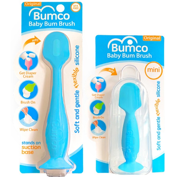 Bumco Diaper Cream Spatula Home & Travel Set - BPA-free Butt Paste Diaper Cream Applicator, Soft Diaper Rash Cream Applicator, Butt Spatula Baby, Mom-Invented Diaper Bag Essentials, 2-Pack