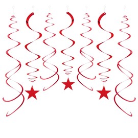 Party Star Swirl Decorations, Red Foil Ceiling Hanging Swirl Decorations with Star, Whirls Decorations for Birthday | Wedding | Anniversary | Graduation Party Supplies,30 PCS