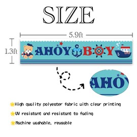 ShuanQ Ahoy It's a Boy Yard Banner - Large Nautical Theme Baby Shower/Gender Reveal Party Decoration Banner - Baby Boy Welcome Sign Outdoor Decor - 5.9 x1.3 ft