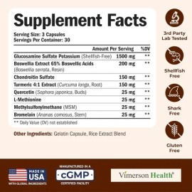 Vimerson Health Glucosamine Chondroitin Turmeric & Msm 90cap Sin Sabor