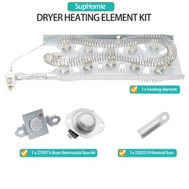 Dryer Heating Element Kit Compatible with Whirlpool WED7500GC0 WED7500GW0 WED75HEFW1 WED8127LC1 WED8127LW1 WED8300SE2 WED8300SW2 WED8500DC4 WED8500DW4 WED85HEFW1 WED85HEFC1